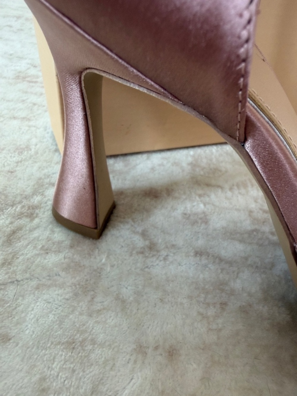 Badgley Mischka Blush Pink T-Strap Pointed Toe Heels with Crystal Accents - Picture 5 of 6